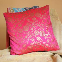 Pink cushion cover with recycled brocade fabric 40 x 40 cm  