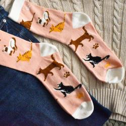 Bamboo Socks Cats Shoe Size UK 3-7 Womens Fair Trade Eco