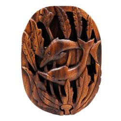 Dolphin Puzzle Box Suar Wood