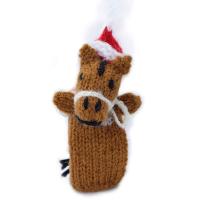 Finger puppet, donkey with Christmas hat