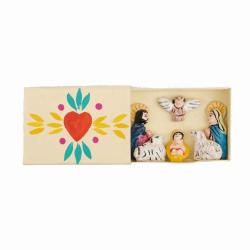 Mini Traditional Ceramic Matchbox Nativity Cream