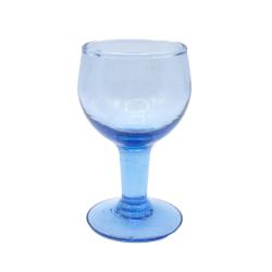 Single Wine Glass Recycled Glass Blue Tinted, 10.5cm height