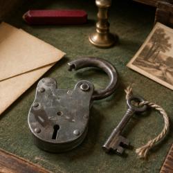 Single Upcycled Padlock with Key Approx 4 x 7 x 2xm