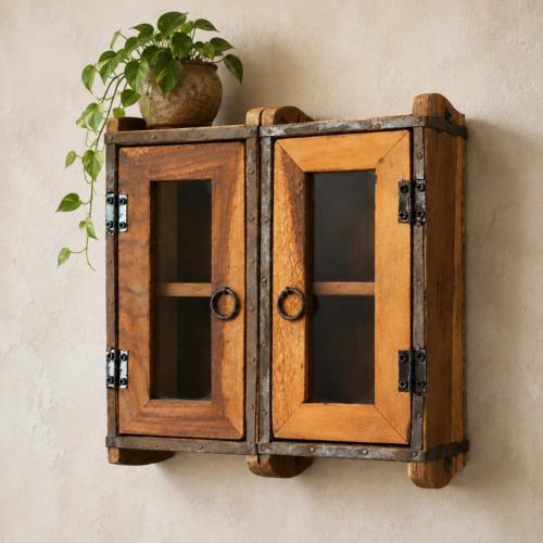 Upcycled Wooden Brick Mould 2 Door Approx 28x9x32cm