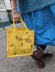 Jute shopping bag, yellow Save Our Bees