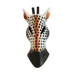 Mask Albesia Wood Giraffe Black Spots on White 20cm