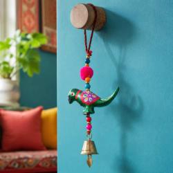 Bird Hanging with Bell Recycled Plastic Green