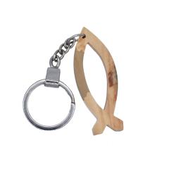 Keyring, cut-out fish, olive wood, 2.5 x 6cm