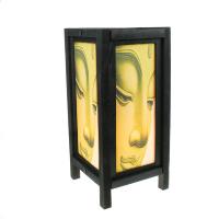 Handpainted paper screen, bamboo, Buddha