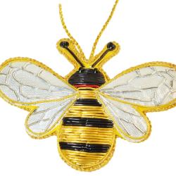 Hanging decoration, embroidered velvet, bee