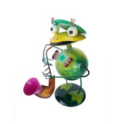 Frog Saxophonist Metal 14x16x22cm