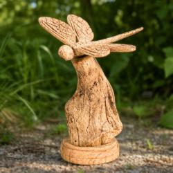 Handcrafted Wooden Perching Dragonfly