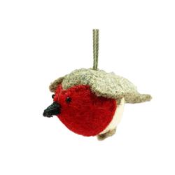Hanging Decoration Handcrafted Felt Robin 10x10cm