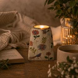 Tealight Candle Holder Hand Painted Wood Floral 9x9x10cm