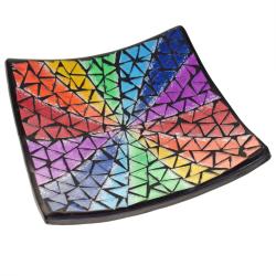 Plate mosaic rainbow curve 20x20cm