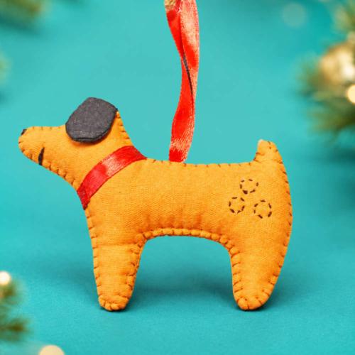 Handmade Felt Dog Christmas Decoration