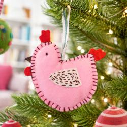 Handmade Felt Hen Christmas Decoration