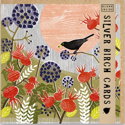 Greetings Card, Blackbird and Ivy, 15x15cm