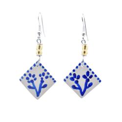 Earrings Kisii Stone Diamond with Blue Flower