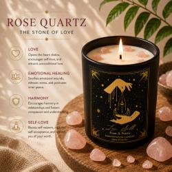 Candle with Gemstone Esoteric Love Spell, Rose and Peony 120g