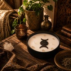 Candle with Gemstone Esoteric Boho Dreams, Myrrh + Sandalwood 200g