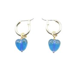 Earrings Glass Heart Blue