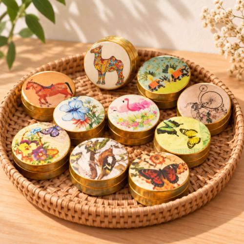 Set of 10 Pill Boxes Assorted Designs Retro