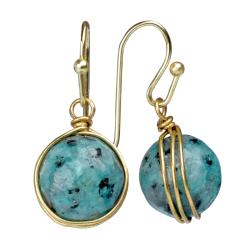 Earrings single drop blue dalmatian