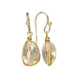 Earrings single drop citrine