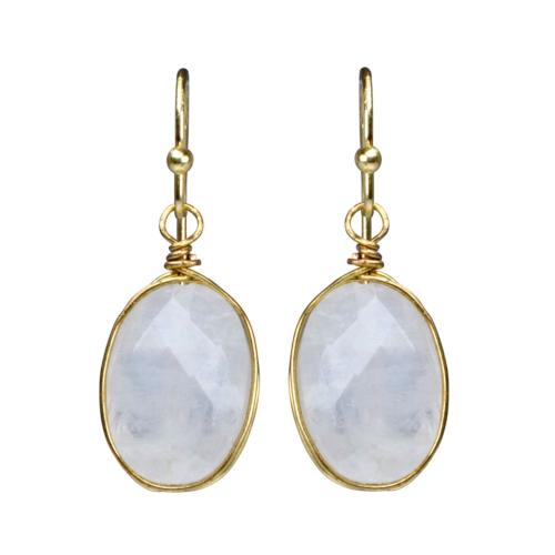 Earrings single drop moonstone