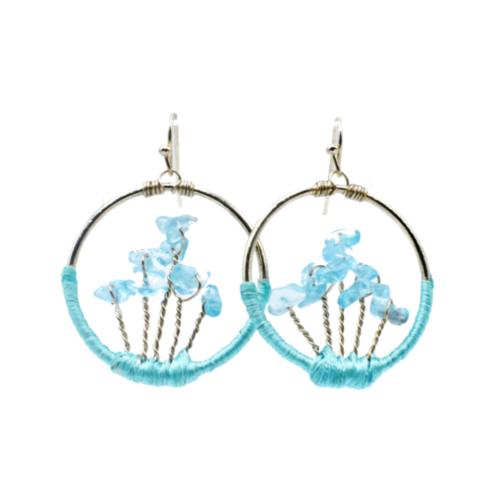 Earrings Glass Blue Circle Pattern
