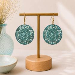 Earrings turquoise cutout discs