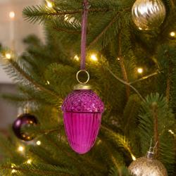 Hanging Tree Decoration Glass Acorn Pink