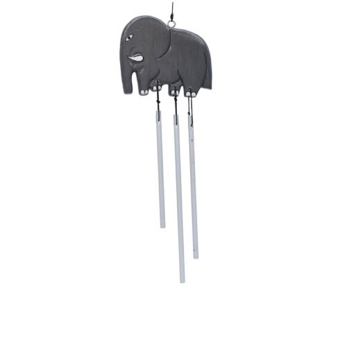 Elephant Chime Hanging, Albesia Wood and Metal