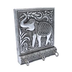 3 small hooks wall hanging recycled aluminium elephant design 11x13x4cm