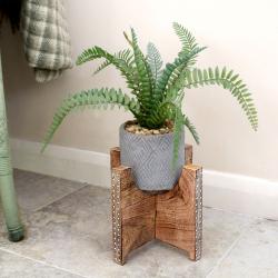 Plant pot stand, Mango wood hand carved 17 x 17 x 20cm