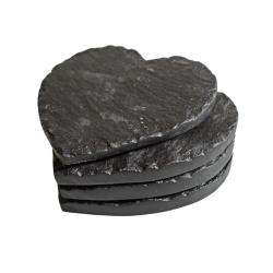 Set of 4 coasters slate heart shaped 10 x 10cm