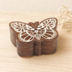 Puzzle Box Butterfly Shape Sheesham Wood 13 × 5 × 9cm