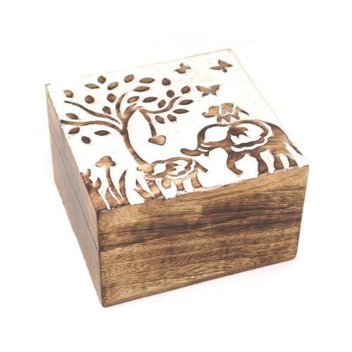 Elephant Keepsake Box Mango Wood 10 x 10cm