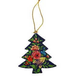 Hanging decoration, painted wood blue Christmas tree