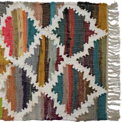 Dhurrie rug, recycled cotton & polyester Moroccan style handwoven 120x180cm