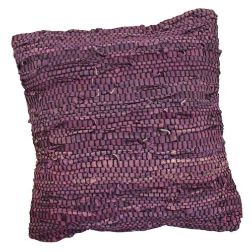 Rag cushion cover recycled leather purple 40x40cm