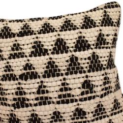 Chindi rag cushion cover recycled cotton black cream triangles 40x40cm