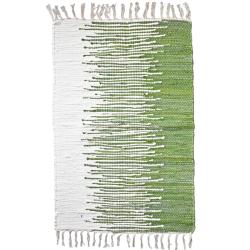 Rag rug, recycled cotton, green/white gradient 80 x 120cm