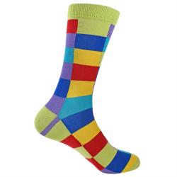 Bamboo socks, Rainbow Squares, Shoe size: UK 7-11, Euro 41-47