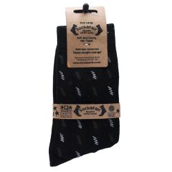 Socks Recycled Cotton / Polyester Black With Squiggles Shoe Size UK 7-11 Mens
