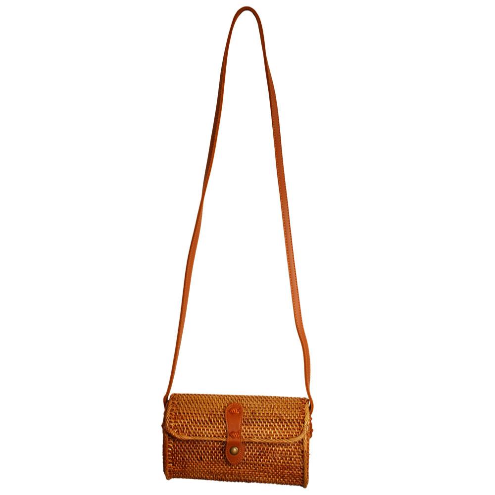 Rattan shoulder bag brown, 20x13x7cm