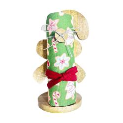 Christmas Tea Towel + Wood Candy Cane Stand Recycled Cotton