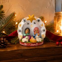 Mini Traditional Ceramic Nativity Scene with Yellow Star