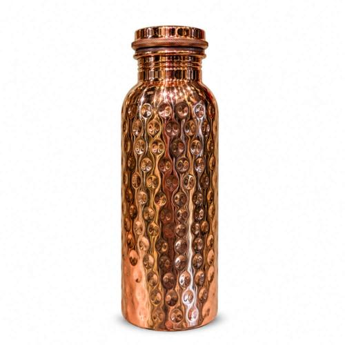 Copper water bottle, hammered, 600ml